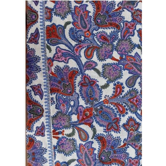 Boden Womans Wide Leg Pants Linen Trousers Paisley UK 14R US 10 Blue Pink NWT - Picture 4 of 10